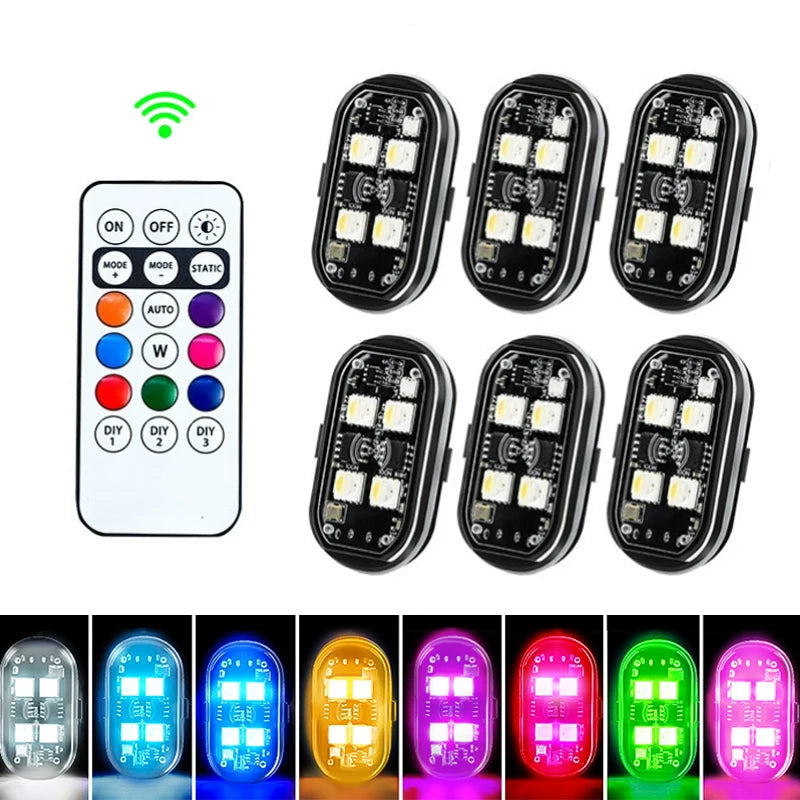 Wireless Light Aircraft Airplane Helicopter Warning Lights RGB Led Strobe lights Motorcycle Lights LED Flash with USB Charging Beauty World Shop