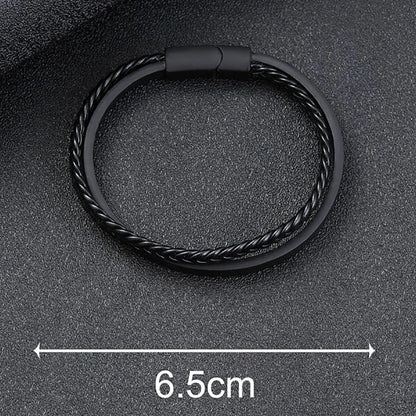 Multi -Style PU Leather Two -Layer Magnetic Bracelet Men's Mature Business Give Men The Best Gift for Men Beauty Fashion