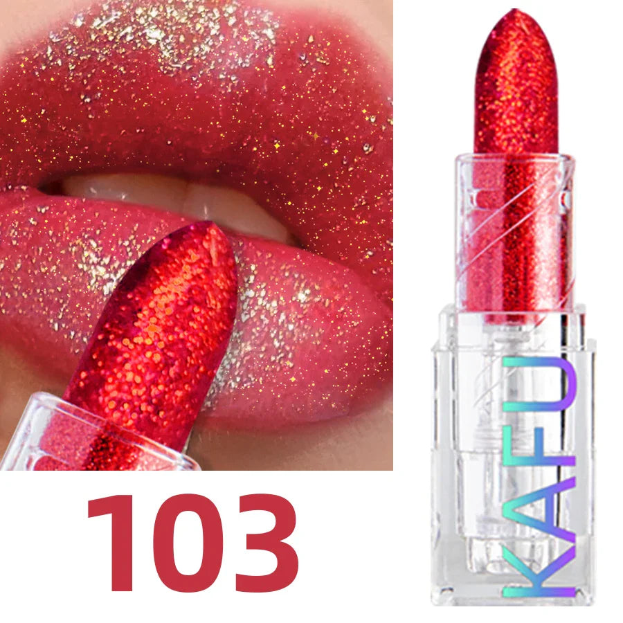 Multi-color Glitter Lipstick Beauty Girl Diamond Waterproof Lip Tint Long Lasting Shimmer Lip Makeup Red Rose Pearlescent  Lip Beauty Trend Shop