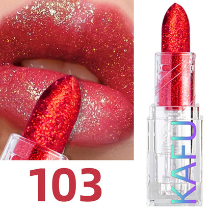 Multi-color Glitter Lipstick Beauty Girl Diamond Waterproof Lip Tint Long Lasting Shimmer Lip Makeup Red Rose Pearlescent  Lip Beauty Trend Shop