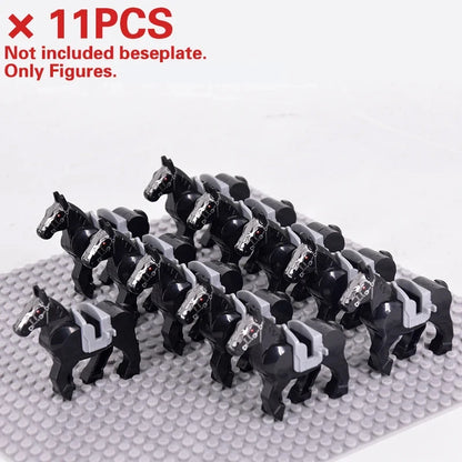 Medieval Military Sets Cavalry Figures War Horse Animals Building Blocks Parts Knight Weapons Accessories Toys for kids gifts Beauty World Shop
