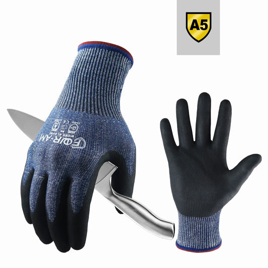 Level 5 Cut-Resistant Gloves, Firm Non-Slip Grip, Heavy Duty Work, Durable & Breathable Nitrile Foam Coated, Touchscreen Beauty World Shop