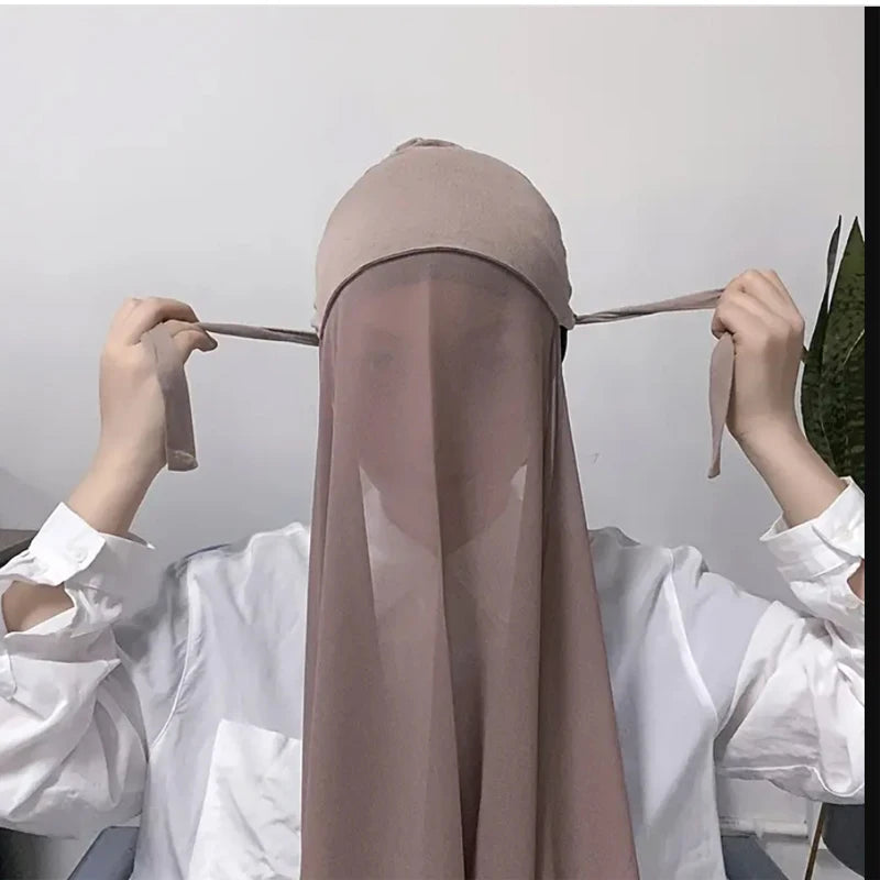 Muslim Instant Hijab Women Bonnet with Chiffon Shawl Head Scarf Cap Inner Headband Stretch Hijab Cover Headwrap Turbante Beauty World Shop