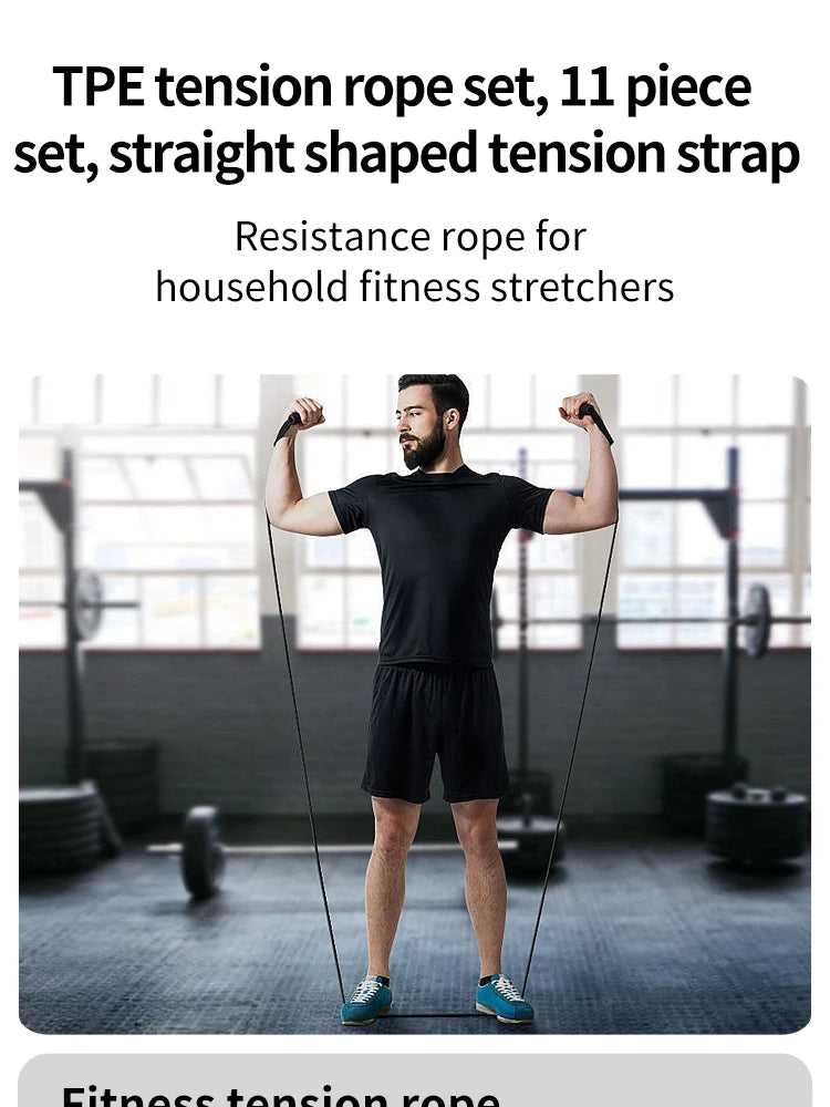 11pcs TPE Resistance Band Set Fitness Band Pull Rope Elastic Training Band With Door Anchor Handles Carry Bag Legs Ankle Straps Beauty World Shop