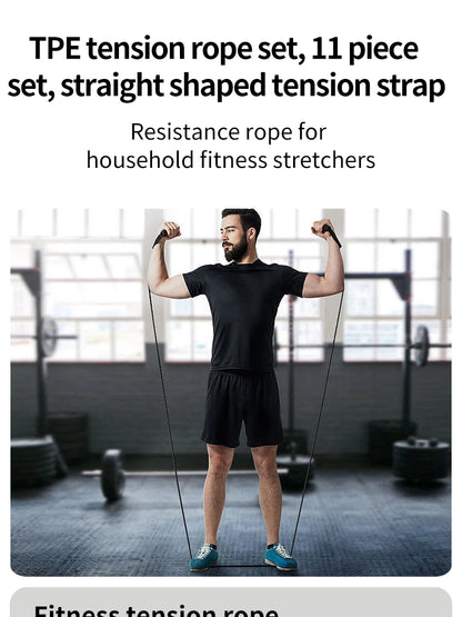 11pcs TPE Resistance Band Set Fitness Band Pull Rope Elastic Training Band With Door Anchor Handles Carry Bag Legs Ankle Straps Beauty World Shop