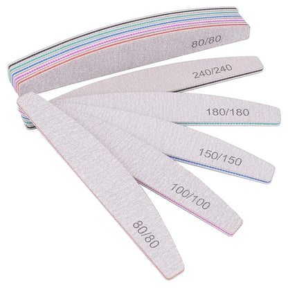 5/10Pcs Professional Nail File 150/180 Sandpaper Strong Thick Nail Files Sanding Half Moon Lime nail accessories and Tools Beauty World Shop