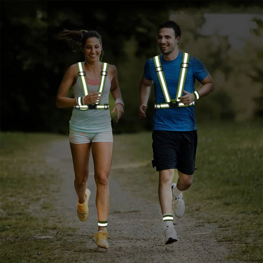Outdoor Night Walking  Safety Vests Highlight Adjustable Lightweight Reflective Vest Biking Safety Straps Waterproof Running Gea Beauty World Shop