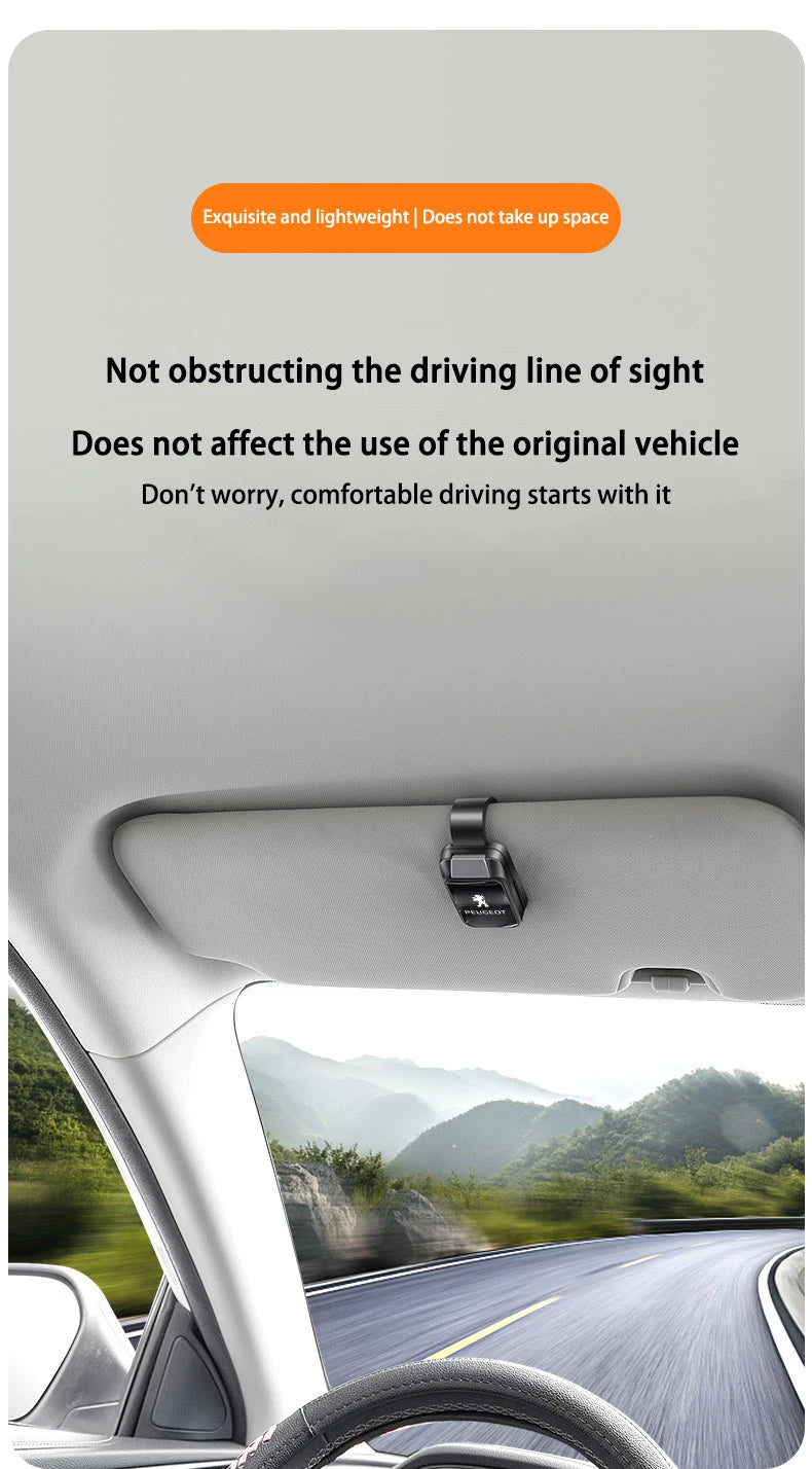 For Peugeot 208 3008 308 2008 207 107 508 Car Eyeglass Holder Glasses Storage Clip Sunglasses Holder with Sponge Protection Beauty World Shop