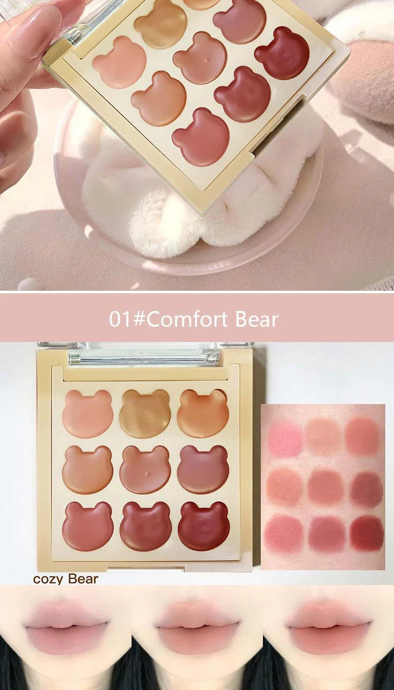 Cappuvini 9 Colors Velvet Lip Mousse - Matte & Natural Finish, Long-Lasting Non-Drying, Cute Bear Design for Youthful Look, Beauty Trend Shop