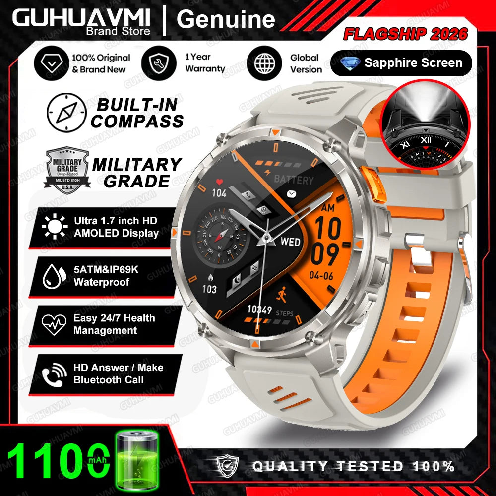 2026 New T-Rex3 Pro 1100mAh Battery Smart Watch GPS path 5ATM Waterproof Sports Run tracker Outdoors Compass Military Smartwatch Beauty World Shop