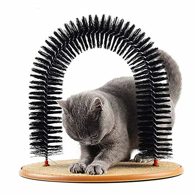 Cat Toy Arch Self Groome Pamper Feline with A Massage Grooming Rubbing Brush with Scratching Pad Toy for Cats Interactive Toys Beauty World Shop