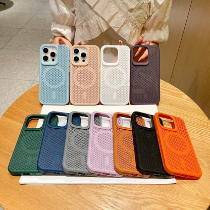 Magnetic For Magsafe Cooling Breathable Shell Case For iPhone 16 15 14 13 12 Pro Max Plus Shockproof Heat Dissipation Cover Case Beauty World Shop