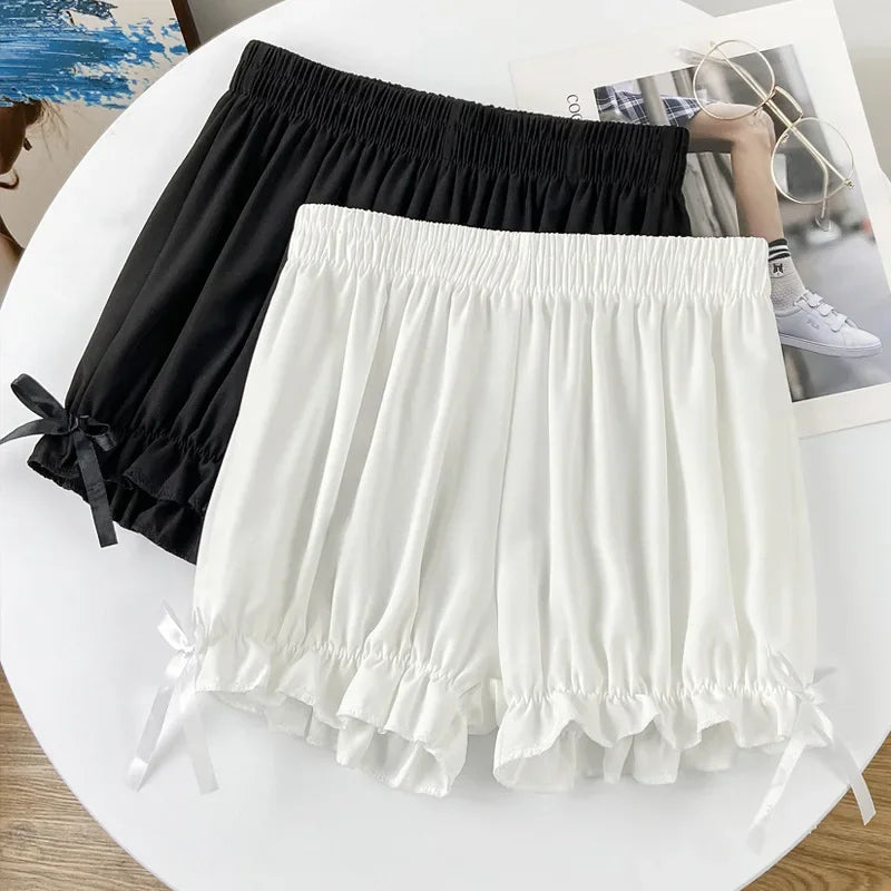Women Lace Short Panties Imitation Silk Ruffle Bloomers Anti Exposure Safety Pants Lolita Satin Knickers Shorts Dress Pettipant Beauty World Shop