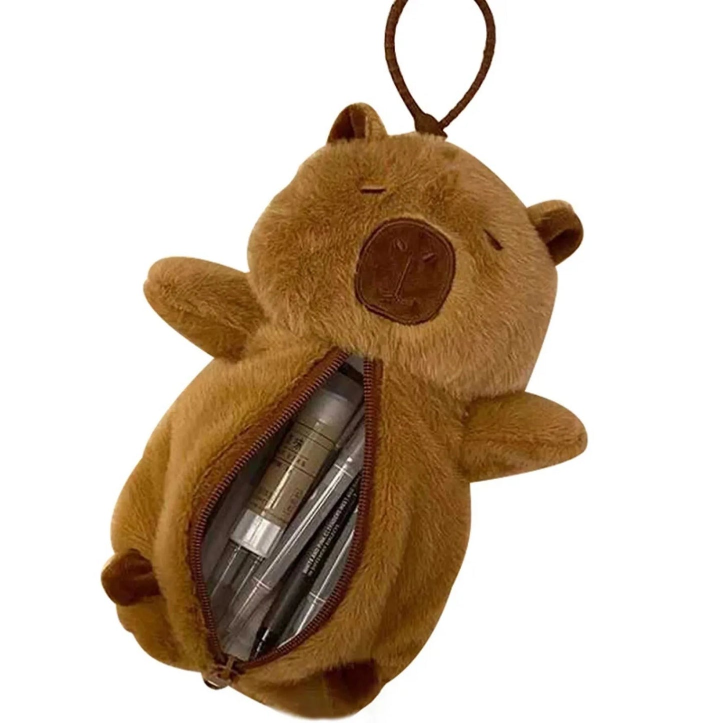 Creative Plush Capybara Pen Bag Large Capacity Pencil Case Multifunctional Stationery Storage Bag Pen Bag Gift Beauty Trend Shop