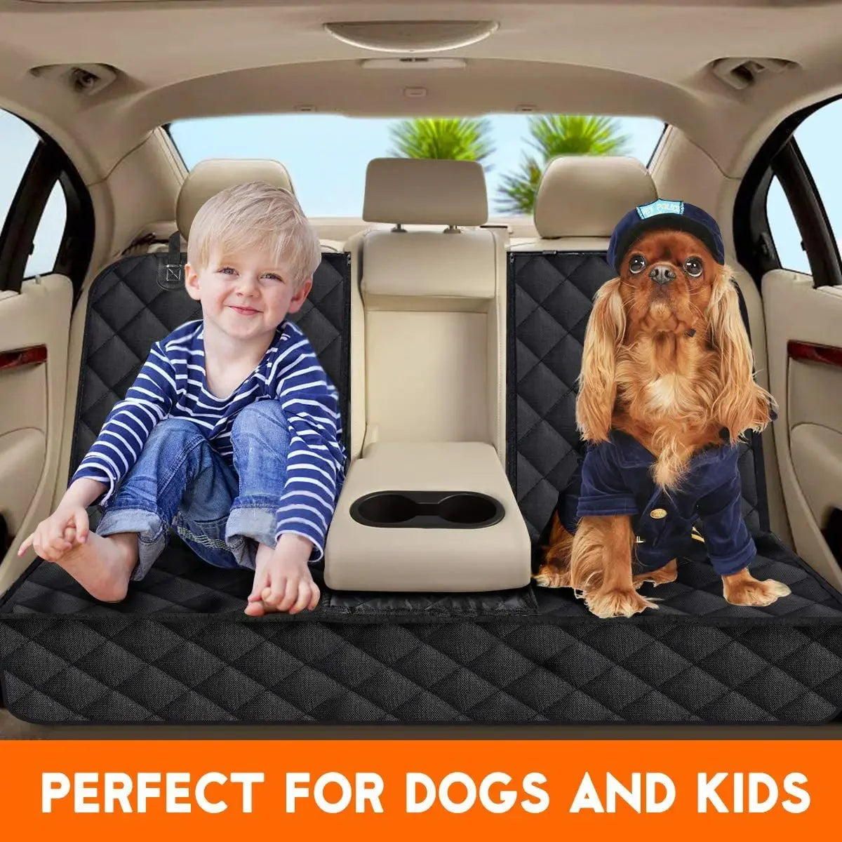 Dog Car Rear Seat Protective Cover Waterproof Dirt Resistant Pet Seat Cover Black Shoulder Strap Hammock Pet Travel Mattress Beauty World Shop
