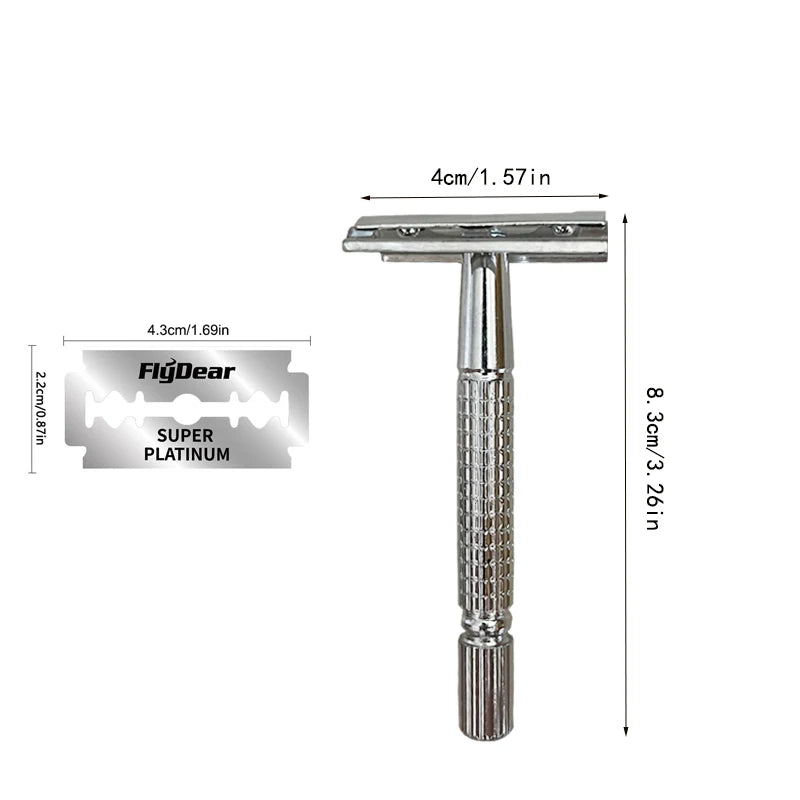 Stainless steel double-sided shaver, men's shaver, sharp blade replaceable, old-fashioned shaver,suitable for hair removal Beauty World Shop