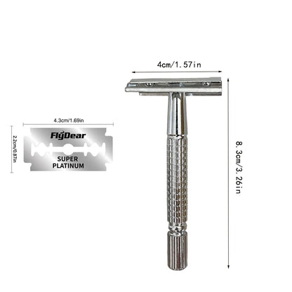 Stainless steel double-sided shaver, men's shaver, sharp blade replaceable, old-fashioned shaver,suitable for hair removal Beauty World Shop