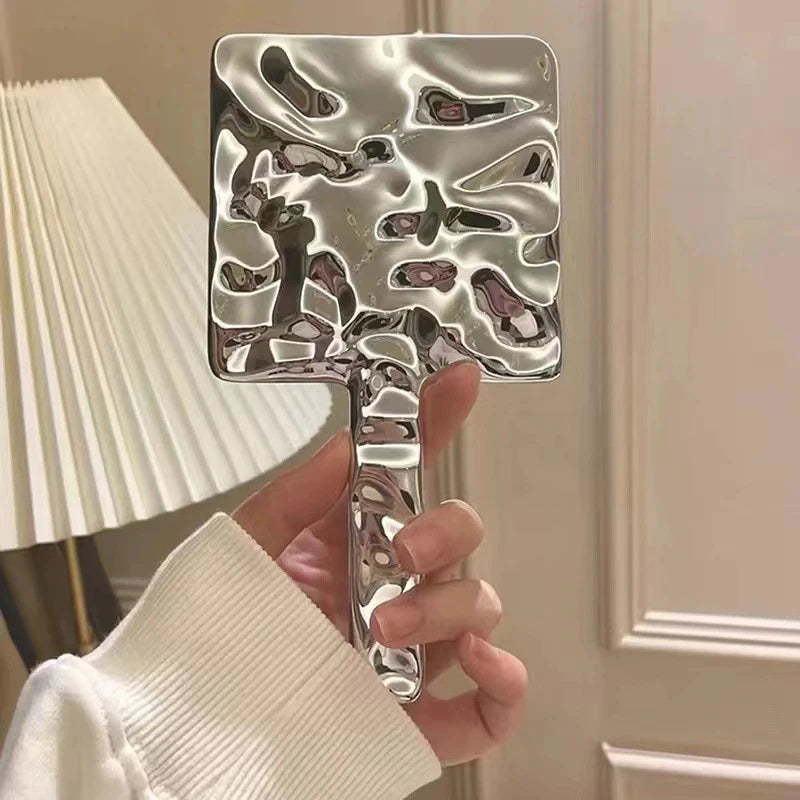 Electroplated Handle Makeup Mirrors Beauty Portable Round Hand Square Hand S/M/L Make Up Mirror Beauty World Shop