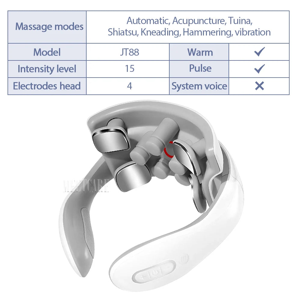 TENS Pulse Back Neck Massage Wireless Smart Sholder Cervical Massager Heating Muscle Punch Beating Health Care Tool