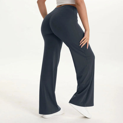 NCLAGEN SoftMotion Straight Leg Bottoms Women's Mid-Waist Yoga Pants GYM Leggings Naked Feel Pilates Running Sports Trousers Beauty World Shop