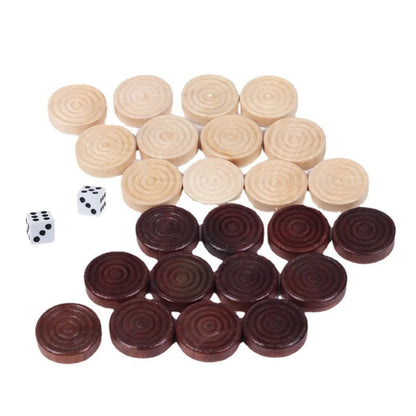 30Pcs/set Wooden Round Checkers Pieces For Backgammon Chess Game Accessories Beauty World Shop