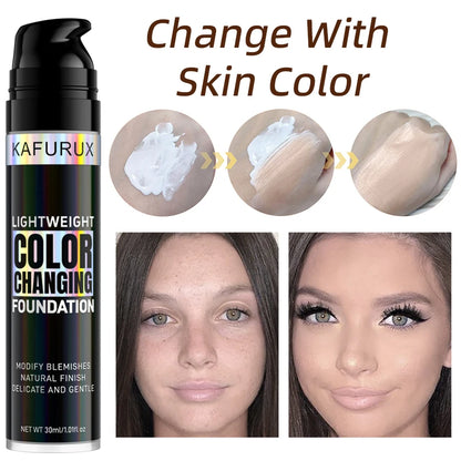 1PC Magic Color Changing Foundation Liquid Soft Matte Long Lasting Hydrating Makeup Base Cream for All Different Skin Tone Beauty World Shop