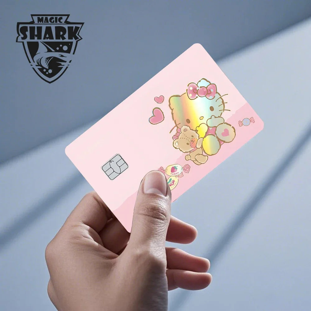 Hot Sale Hello Kitty Kuromi Holographic Laser Shinny Film Skin Cover Sticker for Debit Credit Card Bank Card Beauty World Shop