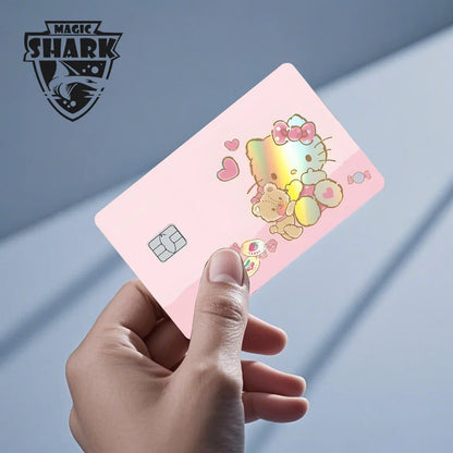 Hot Sale Hello Kitty Kuromi Holographic Laser Shinny Film Skin Cover Sticker for Debit Credit Card Bank Card Beauty World Shop