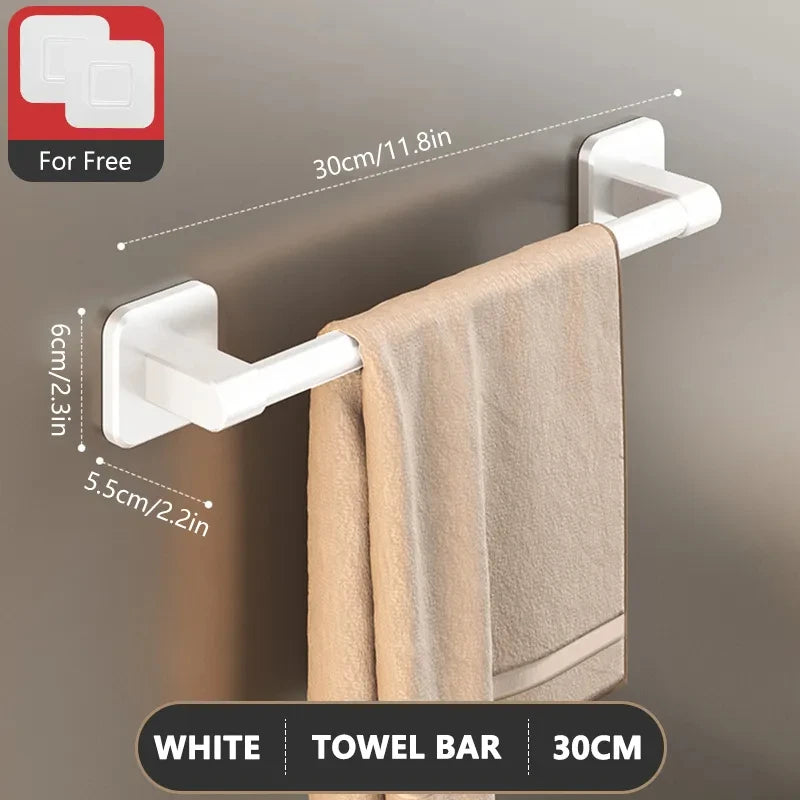 Non perforated suction cup wall mounted towel rack, bathroom storage rack, bathroom horizontal bar towel rack Beauty World Shop