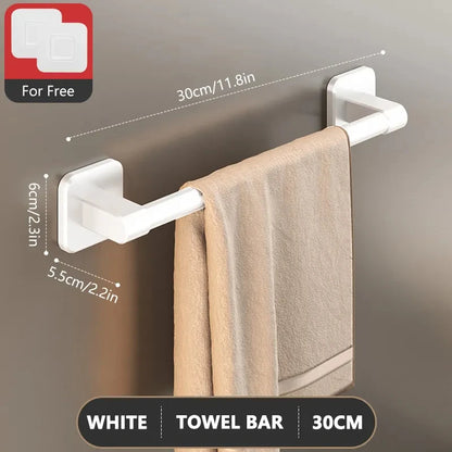 Non perforated suction cup wall mounted towel rack, bathroom storage rack, bathroom horizontal bar towel rack Beauty World Shop