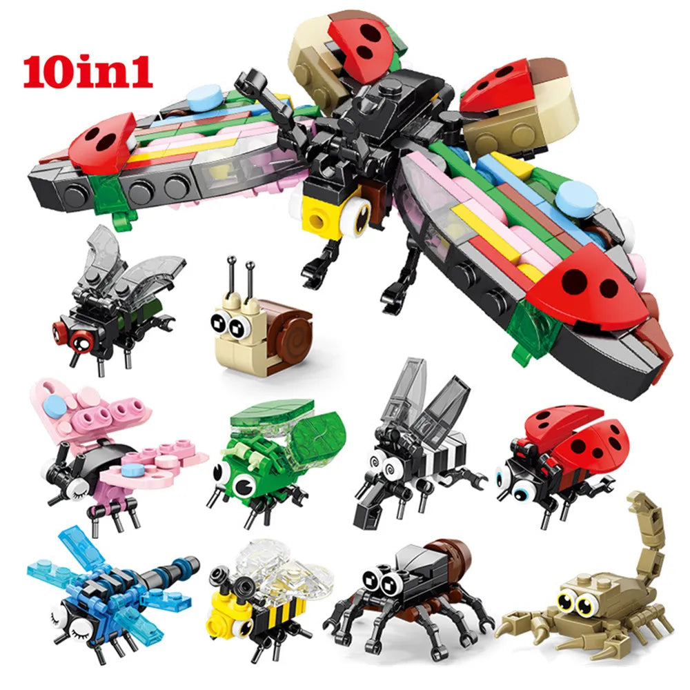 Insect World Animals Scorpion Mantis Ants Spider Birds Marine Animal Building Blocks Toys Desktop Ornaments Bricks Kids Gift Beauty World Shop