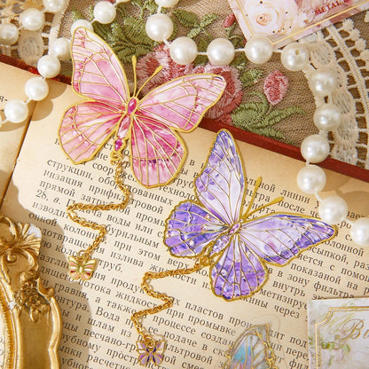 Mini Cute Butterfly Metal Bookmark With Chain And Gold Foil Design, Butterfly Book Page Holder, Vintage Bookmark To Aid Reading Beauty World Shop