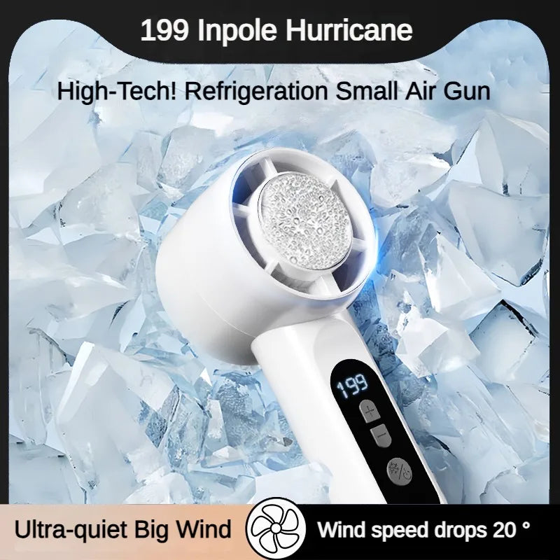 Handheld Portable Fan 199-Speed Desktop Fan USB Rechargeable Cooling Refrigeration Fan LED Display For Home Office Travel ﻿ Beauty World Shop