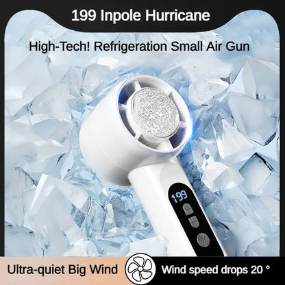 Handheld Portable Fan 199-Speed Desktop Fan USB Rechargeable Cooling Refrigeration Fan LED Display For Home Office Travel ﻿ Beauty World Shop