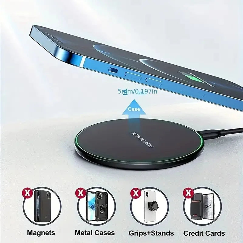30W Wireless Charger For iPhone 15 14 13 12 X Pro Max Induction Fast Charging Pad Dock Station For Samsung S23 S22 Xiaomi Huawei Beauty World Shop