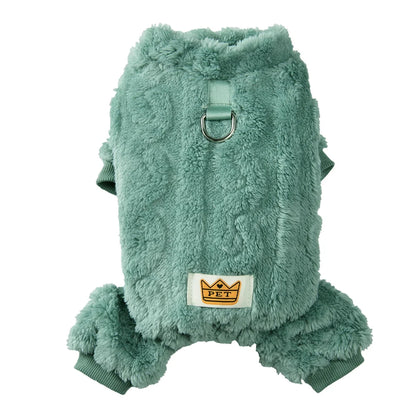 Soft Dog Clothes For Winter Warm Puppy Jumpsuit With D-ring Flannel Fleece Pets Sweater For Small Medium Dogs Yorkshire Pug Coat