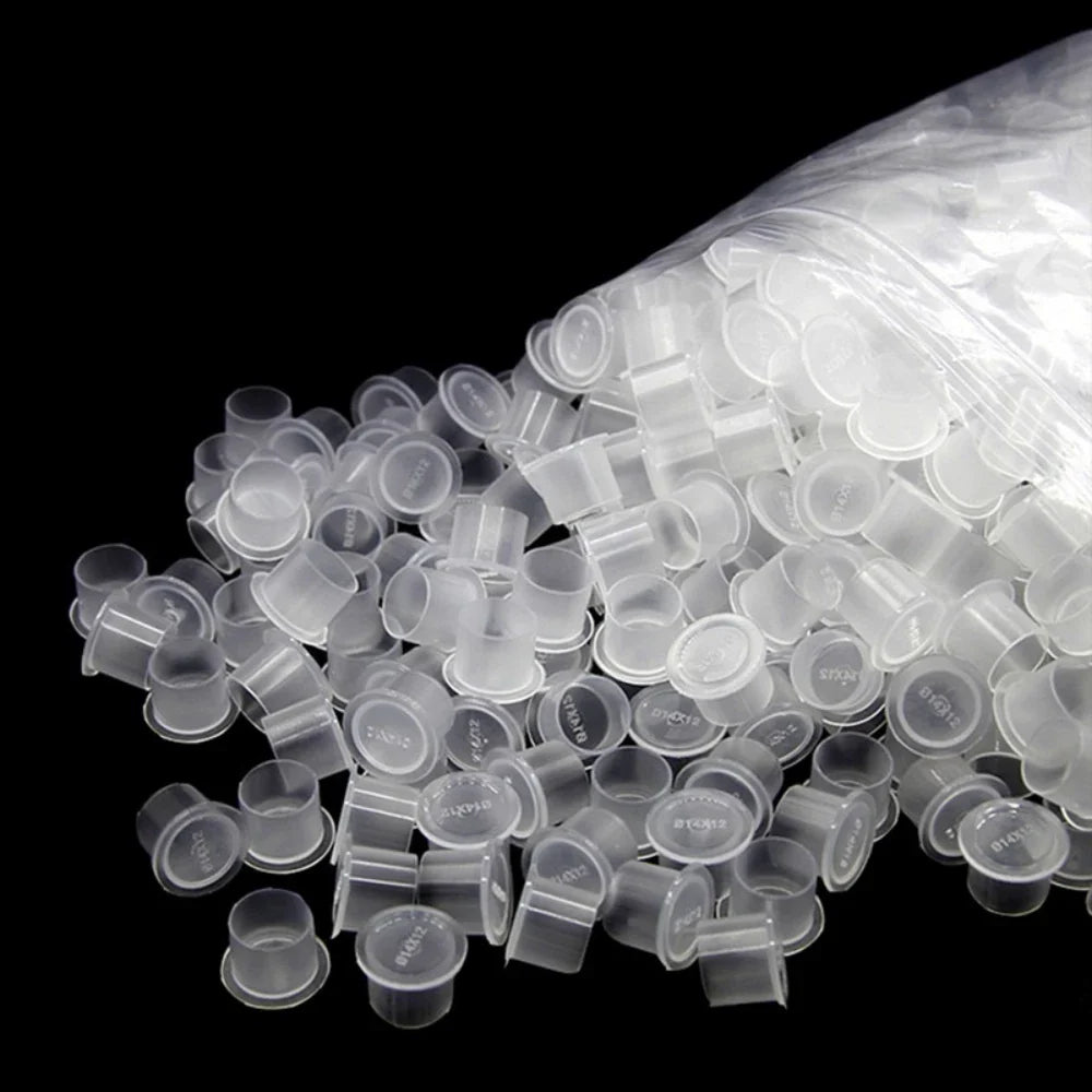ROKYO 1000PCS Disposable Steady Tattoo Ink Cups Plastic Pigment Clear Holder Container Caps Permanent Makeup Microblading Supply Beauty Trend Shop