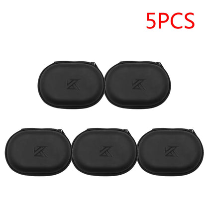 1-20PCS KZ Earphones Oval Storage Bag Wired Headphones PU Zipper Storage Box Portable Hold Case Container for KZ BA10 AS10 ES4