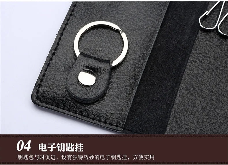 New Genuine Leather Keychain Men Key holder key organizer Pouch Car Key pouch Wallet Housekeeper Key Case Mini Card Bag Beauty World Shop