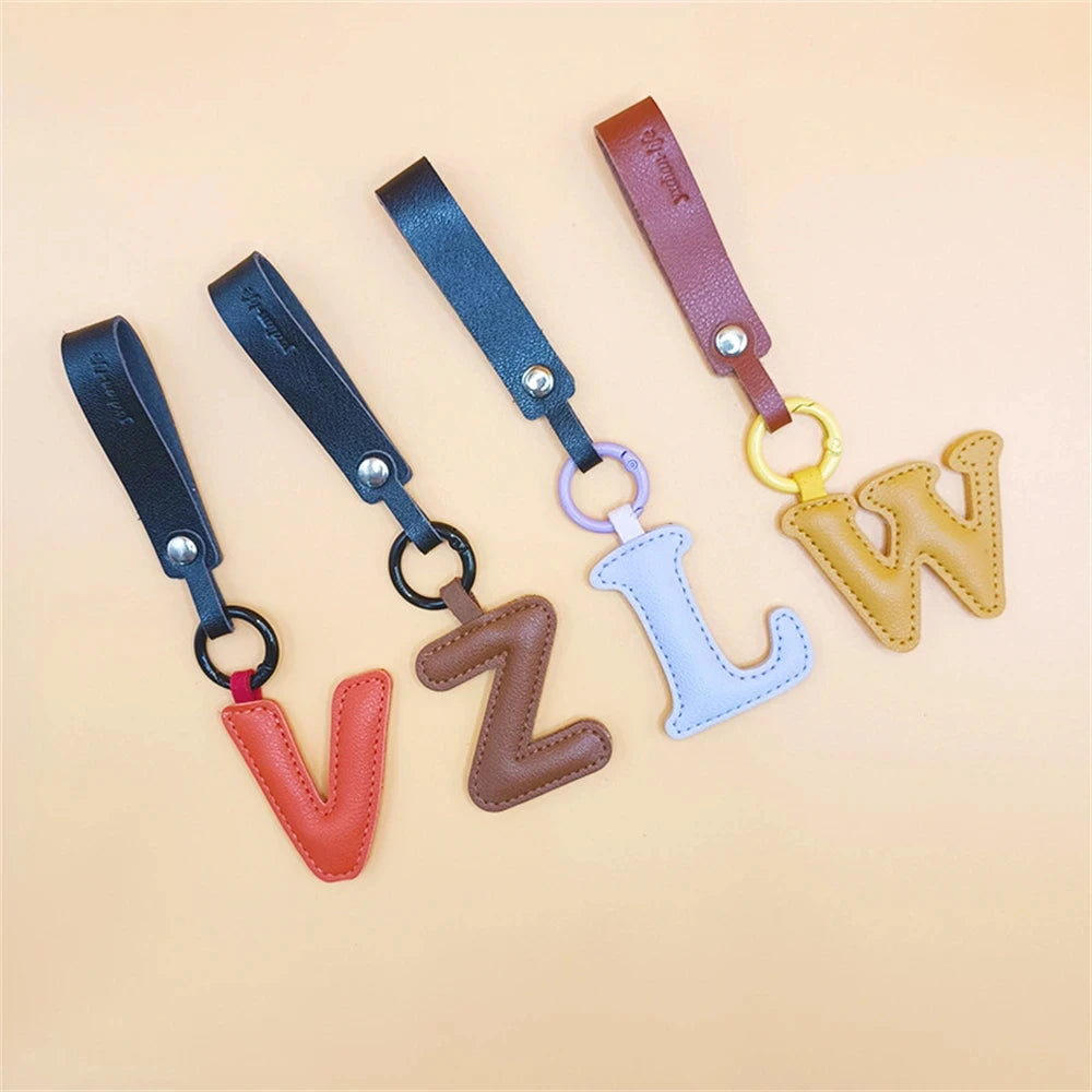 Creative PU Leather 26 Letter Keychains Fashion Alphabet Keyrings Handbag Ornaments Pendant Car Key Holder Accessories Gifts Beauty World Shop