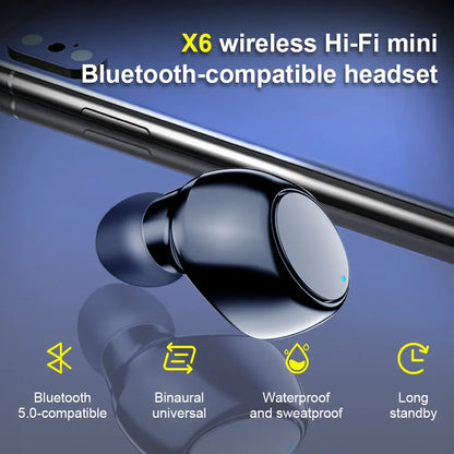X6 Single-Side Headset Mini Bluetooth Sports Invisible Headset Car Single-Ear In-Ear 5.0 Small Headset Beauty World Shop