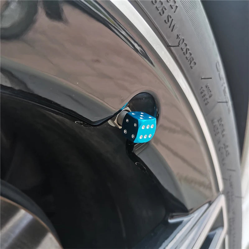 Aluminum Dice Tire Valve Caps Dustproof Car Truck Motocycle Bike Dice Wheel Stem Tyre Tire Wheel Stem Air Valve Dust Cap Cover Beauty World Shop