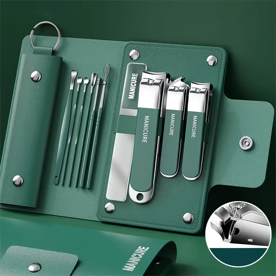 Ouriner 6-18Pcs Portable Manicure Sets Pedicure Kits Bright Black Nail Clipper Set Personal Care Tools Eyebrow Scissors Beauty World Shop