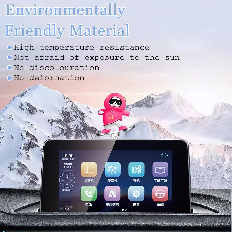 Car Automatic Sliding Skateboard Bear Alloy Cute Cartoon Scooter Center Console Ornaments Creative Car Decoration Accessories Beauty World Shop
