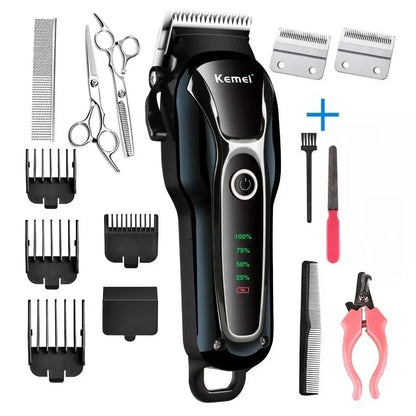 Kemei Rechargeable Professional Dog Hair Trimmer for Cat Cutter Grooming Machine Hair Remover Animal Hair Clipper for Pet Beauty Trend Shop