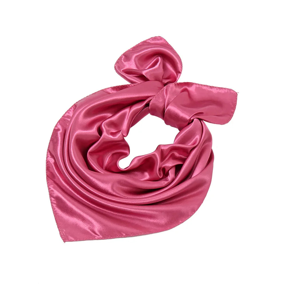 Women New Plain Satin Solid Color 60x60cm Square Scarf Girl Simulation Silk Performance Small Scarves Best Party Gift Beauty World Shop