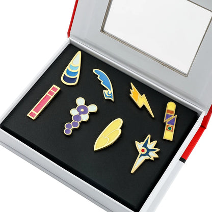 Pokemon Gym Badges Kanto Johto Hoenn Sinnoh Unova Kalos League Region Orange Islands Pins Brooches Box Set Pocket Monster Beauty World Shop