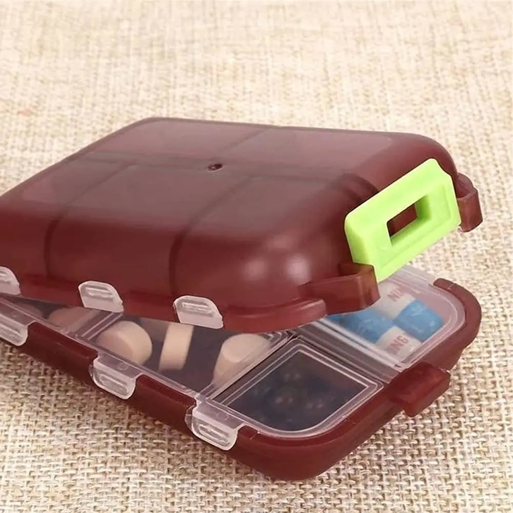 10 Grids Pill Case, Portable Small Weekly Travel Pill Organizer, Portable Pocket Pill Box Pill Container Beauty World Shop