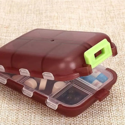 10 Grids Pill Case, Portable Small Weekly Travel Pill Organizer, Portable Pocket Pill Box Pill Container Beauty World Shop