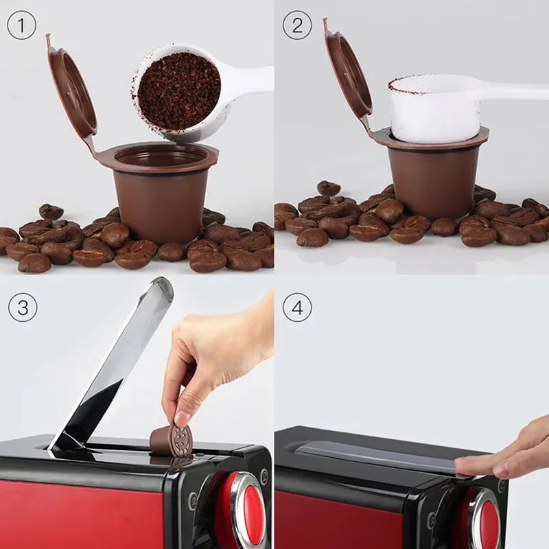 Reusable Coffee Capsule for Nespresso Machine with Stainless Filter Mesh Icafelas Refill Espresso Pod Kitchen Tamper Accessories Beauty World Shop